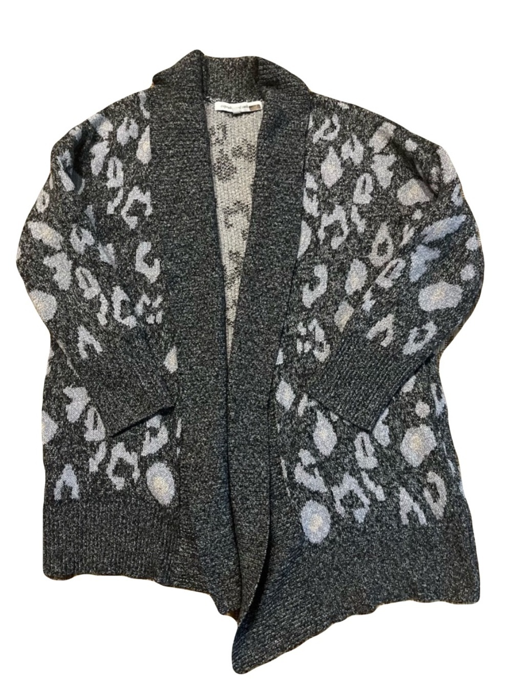 cupcakes & cashmere Leopard Jacquard Longline Cardigan Oversized Cozy Chic